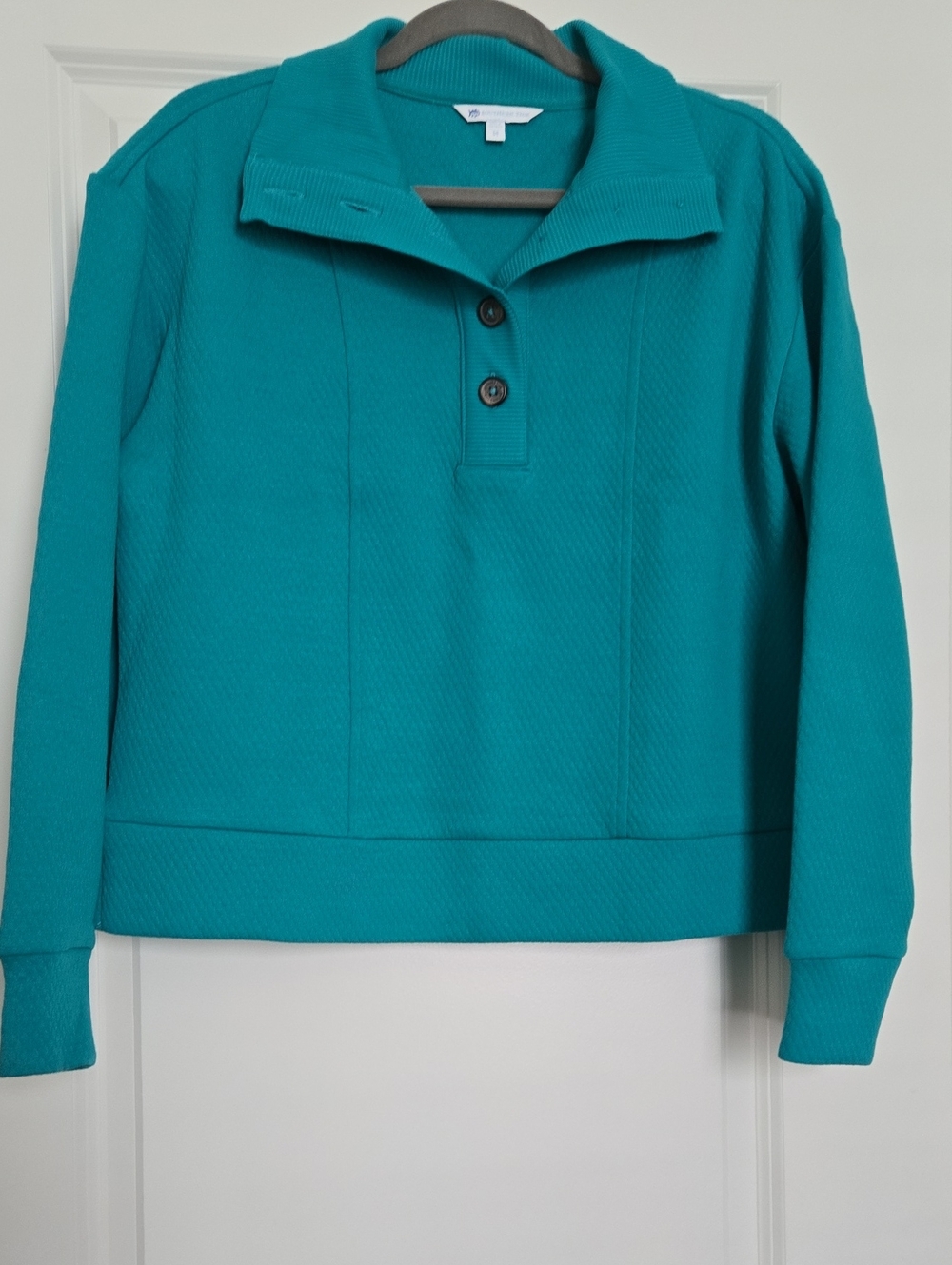 Southern Tide Teal Pullover Button-Front Sweatshirt